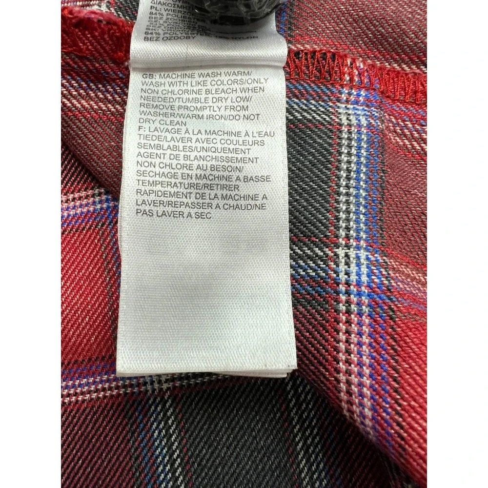 The North Face Plaid Flannel Shirt Mens XXL‎ Red Grey Long Sleeve Button Up C19